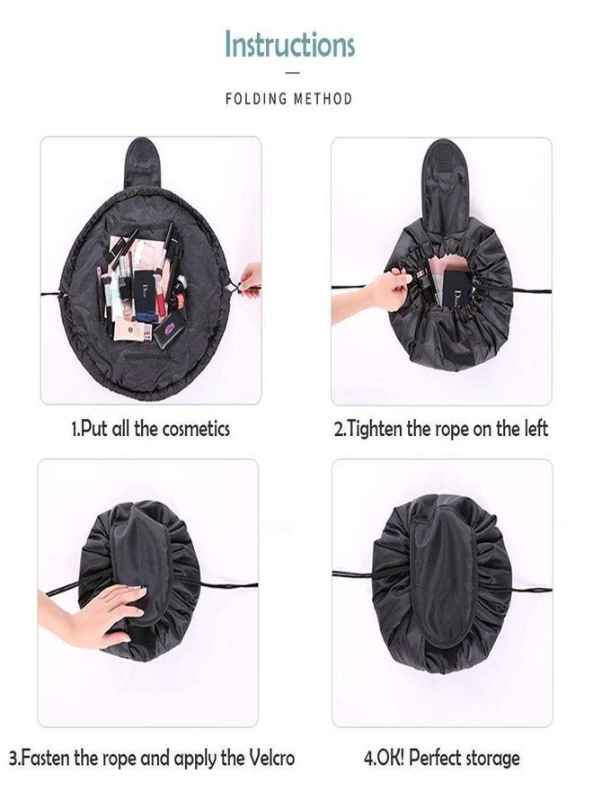 Onmall Makeup Bag Pouch for Toiletries Vanity Cosmetic Product Drawstring Cosmetic Pouch Bag with Small Zipper Pocket Traveling Storage Makeup Cosmetic Accessories Pouch Bag Multicolor Polyester - Image 5