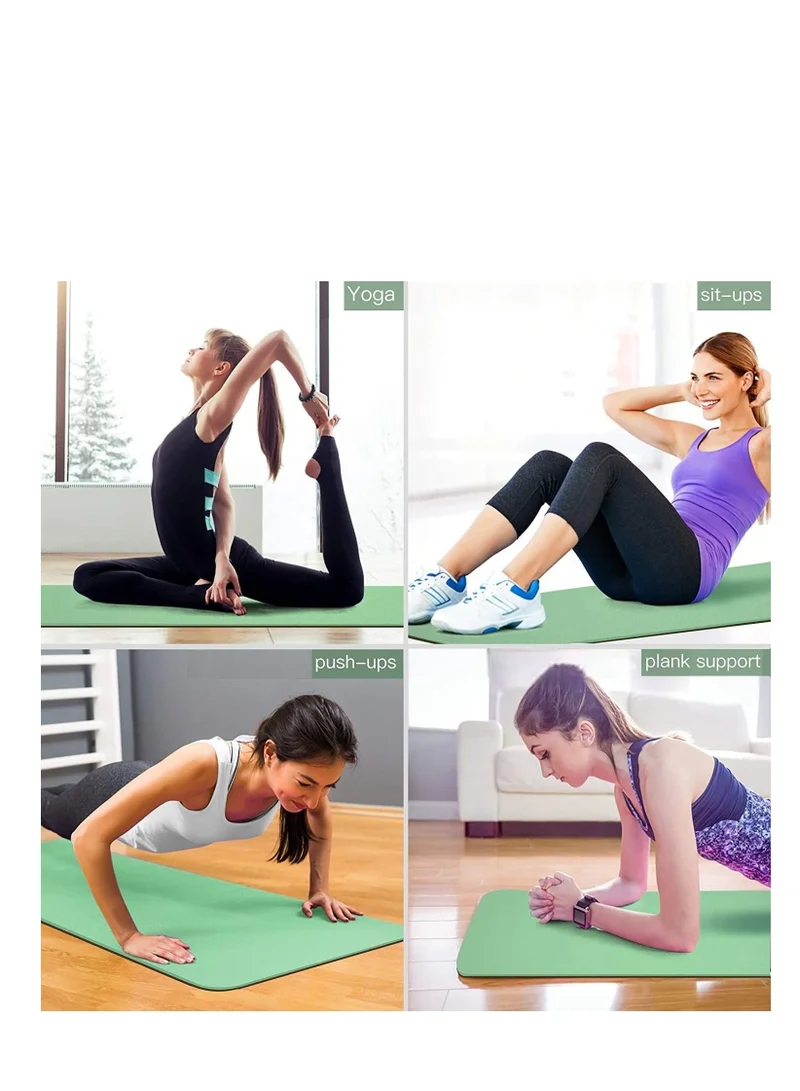 Mahmir light Green+Black Yoga Mat Anti-Slip Exercise Mat With Carrying Bag Fitness Mat For Pilates 183Cm*61Cm*6Mm Thickness For Woman Man Beginners Light Green+Black  | Best Price UAE