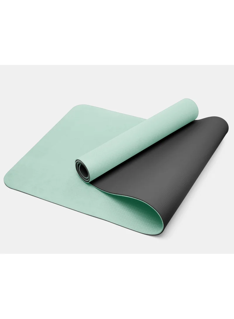 ماهمير ماهمير سجادة يوجا مضادة للانزلاق مع حقيبة حمل، بساط لياقة بيلاتيس بسمك 183 سم × 61 سم × 6 مم للنساء والرجال المبتدئين (أخضر فاتح + أسود
