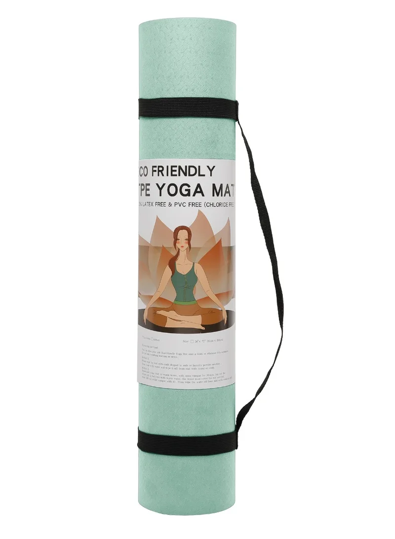 Mahmir light Green+Black Yoga Mat Anti-Slip Exercise Mat With Carrying Bag Fitness Mat For Pilates 183Cm*61Cm*6Mm Thickness For Woman Man Beginners Light Green+Black  | Best Price UAE