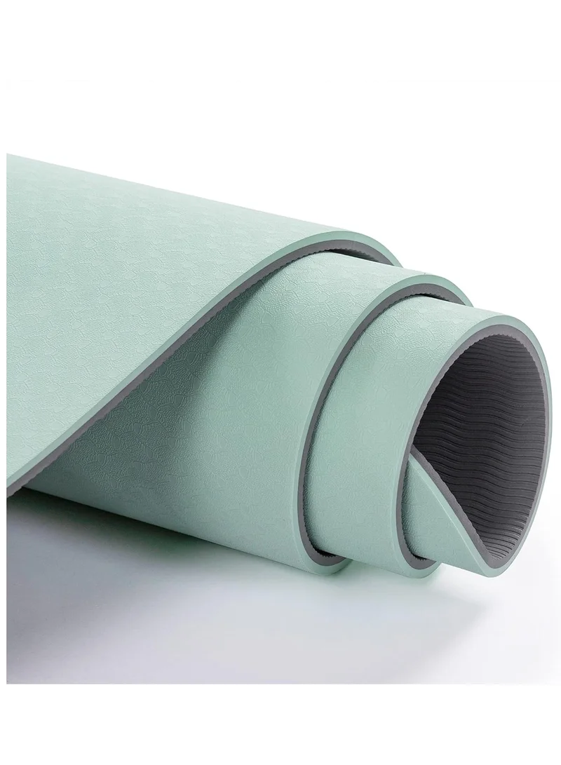 Mahmir light Green+Black Yoga Mat Anti-Slip Exercise Mat With Carrying Bag Fitness Mat For Pilates 183Cm*61Cm*6Mm Thickness For Woman Man Beginners Light Green+Black  | Best Price UAE