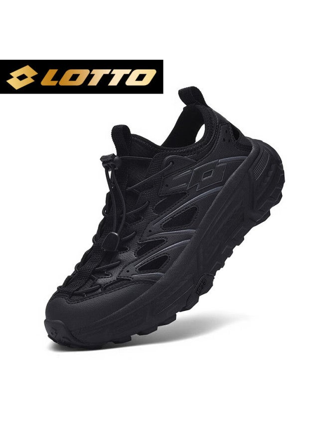 Lotto Men's Running Shoes Summer Breathable Soft Bottom Hollow Shoes Outdoor Beach Sandals 1332 Black Size 41 - Image 5