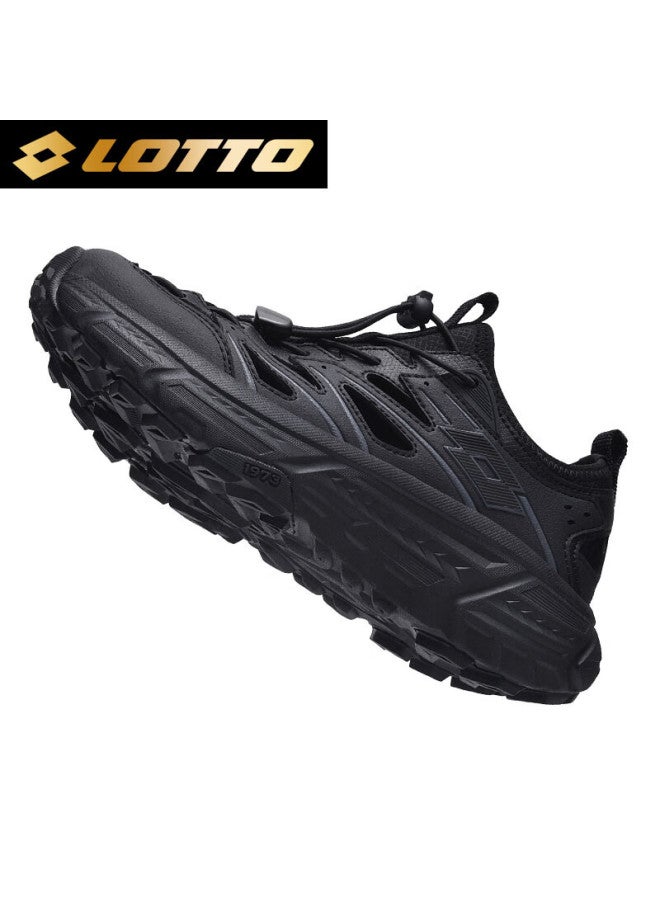 Lotto Men's Running Shoes Summer Breathable Soft Bottom Hollow Shoes Outdoor Beach Sandals 1332 Black Size 41 - Image 4