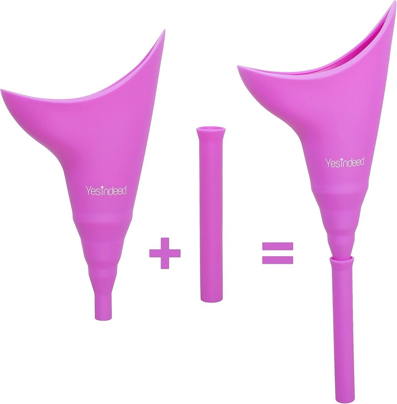 YESINDEED The Original Female Urination Device Silicone Funnel Urine Cups Portable Urinal for Women Standing Up to Pee Reusable Easy to Clean, for After Surgery, Outdoor +Extension Tube (Purple) - Image 3