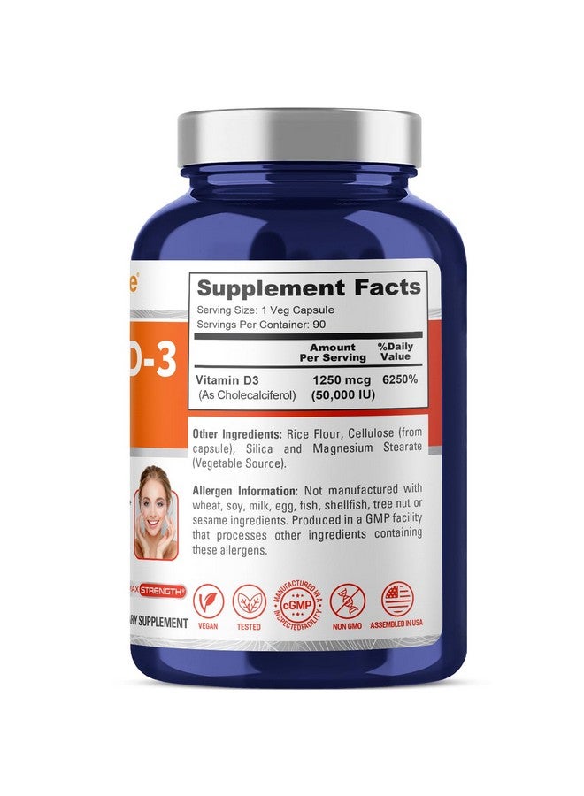 نوسابيور NusaPure فيتامين D3 50,000 وحدة دولية، 90 كبسولة نباتية (غير معدلة وراثيًا، نباتية) - Image 2