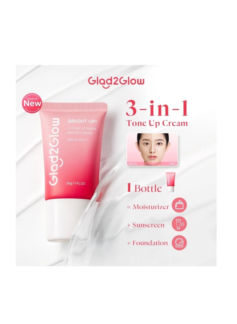 Glad2Glow Lychee Vitamin Water Cream 30g - Image 2