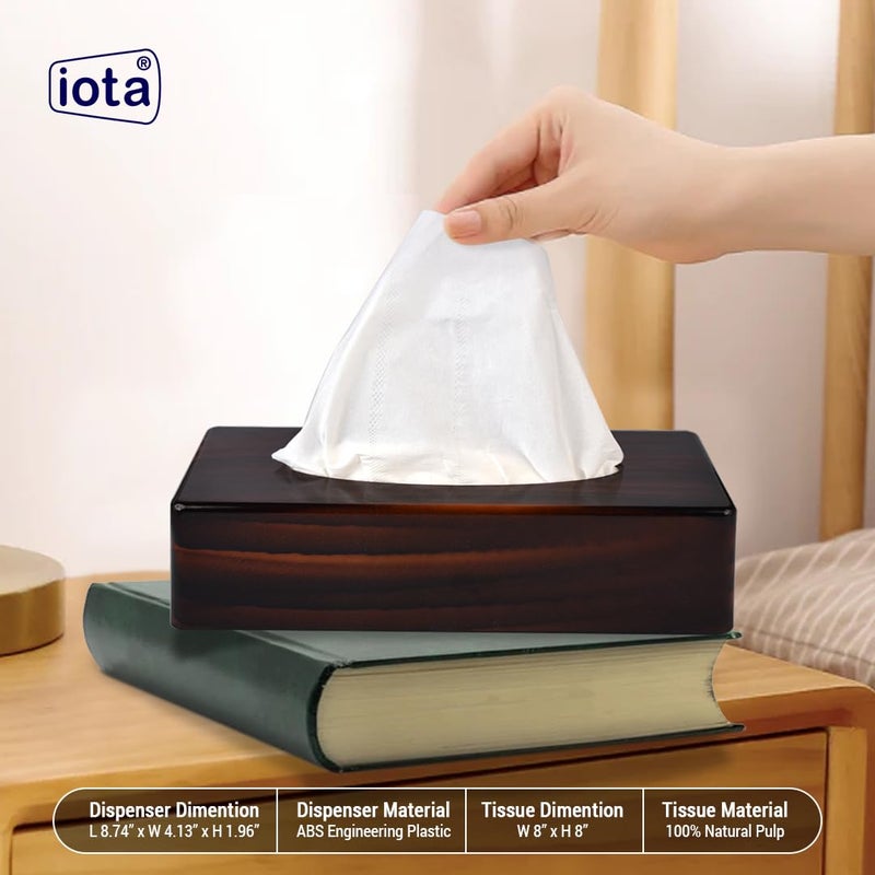 iota Convenient Tissue Paper Dispenser with 100 Pulls of Tissue Included for Free - Convenient Holder for Home, Car or Office Use - Bonus Pack, Easy Refill (Pack of 2, Brown) - Image 3