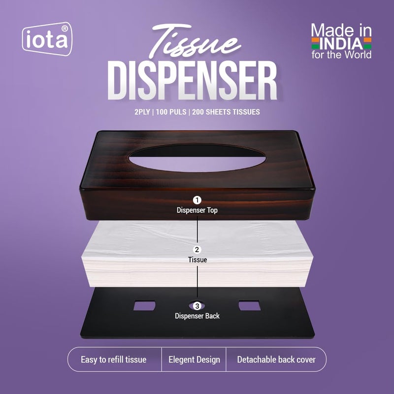 iota Convenient Tissue Paper Dispenser with 100 Pulls of Tissue Included for Free - Convenient Holder for Home, Car or Office Use - Bonus Pack, Easy Refill (Pack of 2, Brown) - Image 2
