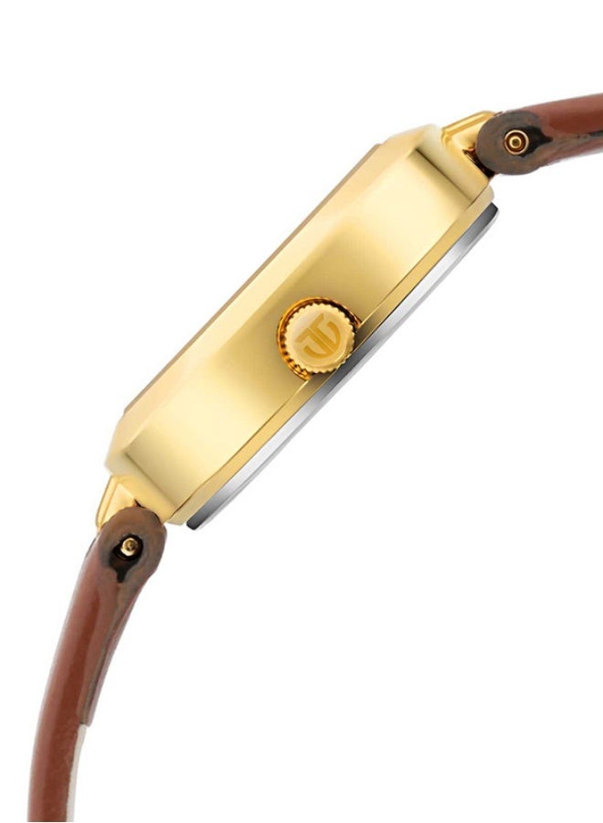 TITAN ساعة تيتان كاريشما التناظرية بقرص دائري فضي وحزام جلد بني للنساء -2598YL03 - Image 4