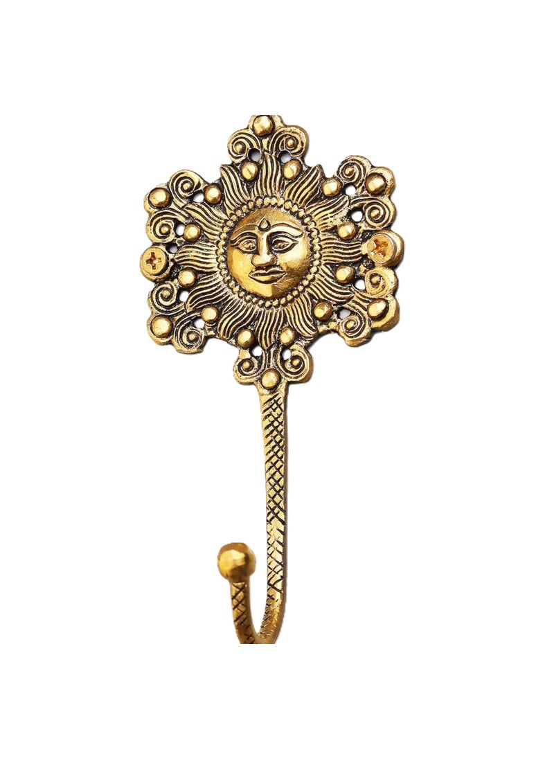 Indian-Shelf IndianShelf 1 Piece Sunflower Hooks Brass Wall Hooks Sunflower Key Holder for Wall Vintage Sunflower Decor Sunflower House Key Sunflower Holder Sun Wall Hooks Sun Coat Hooks Brass Sun Hooks  - Image 1