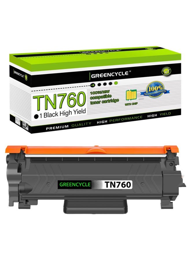 GREENCYCLE Compatible Toner Cartridge Replacement for Brother TN760 TN-760 TN730 with CHIP to Use with HL-L2350DW HL-L2395DW HL-L2390DW HL-L2370DW MFC-L2750DW MFC-L2710DW laser printer (Black, 1-Pack) - Image 1