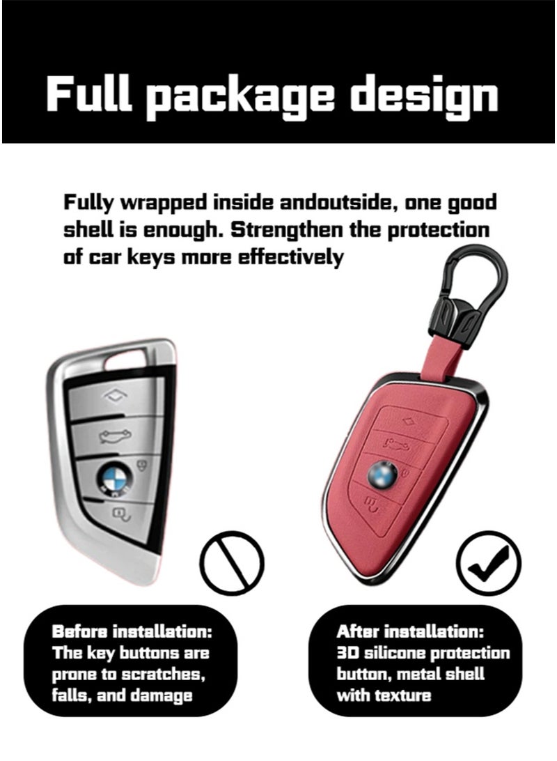 BMW Car key sleeve, suitable for BMW car key sleeve, perfectly wraps car keys, higher-end, fall-resistant, material: the first layer of cowhide. - Image 4