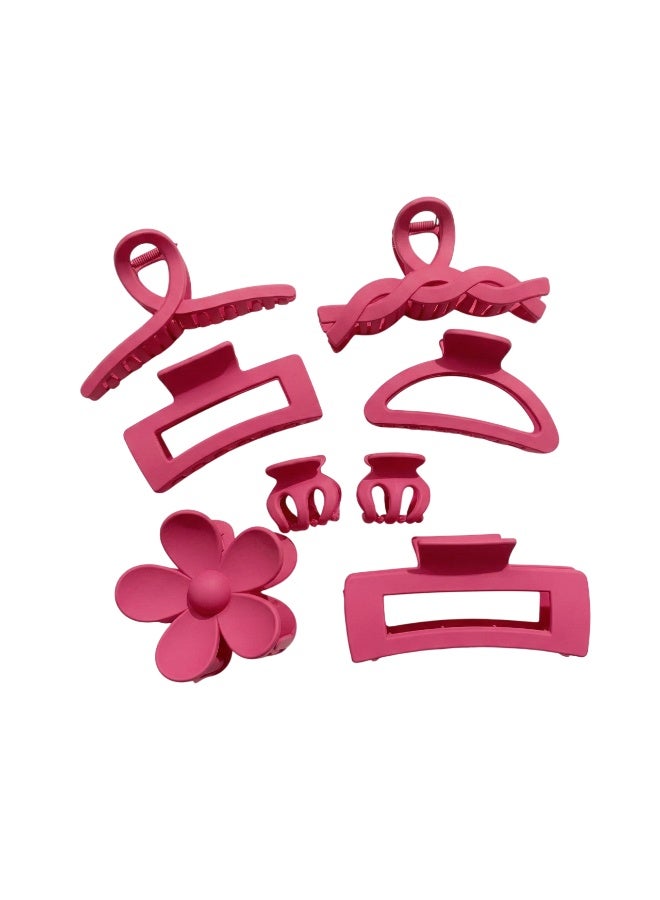 بيداني Dragon Fruit Red Matte Hair Claw Set (8-Piece) - Image 1