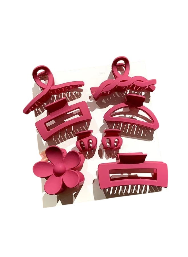 بيداني Dragon Fruit Red Matte Hair Claw Set (8-Piece) - Image 3