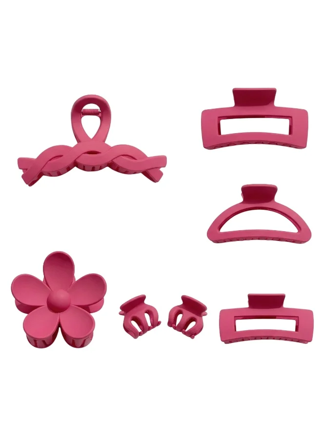 Bidani Dragon Fruit Dark Pink Matte Hair Claw Set (8-Piece)