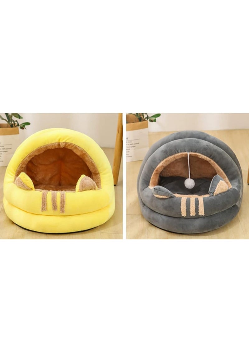Generic Cat Bed for Indoor Cats, Pet Tent, Cave with Anti-Slip Base Semi-Enclosed Cat Bed with Hanging Toy Soft Pet Bed  - Image 4