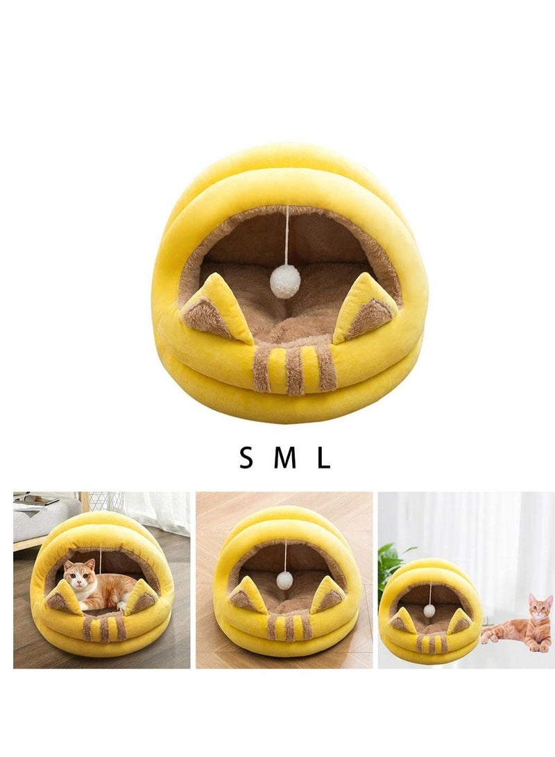 Generic Cat Bed for Indoor Cats, Pet Tent, Cave with Anti-Slip Base Semi-Enclosed Cat Bed with Hanging Toy Soft Pet Bed  - Image 5