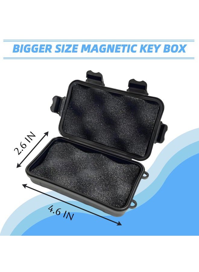 Riomhorry 2 Pcs Magnetic Key Holders Under Car, Hide Key Magnetic Box for Storage Key Indoors, Outdoors, Waterproof Hider Key on The Bottom of Car - Image 2