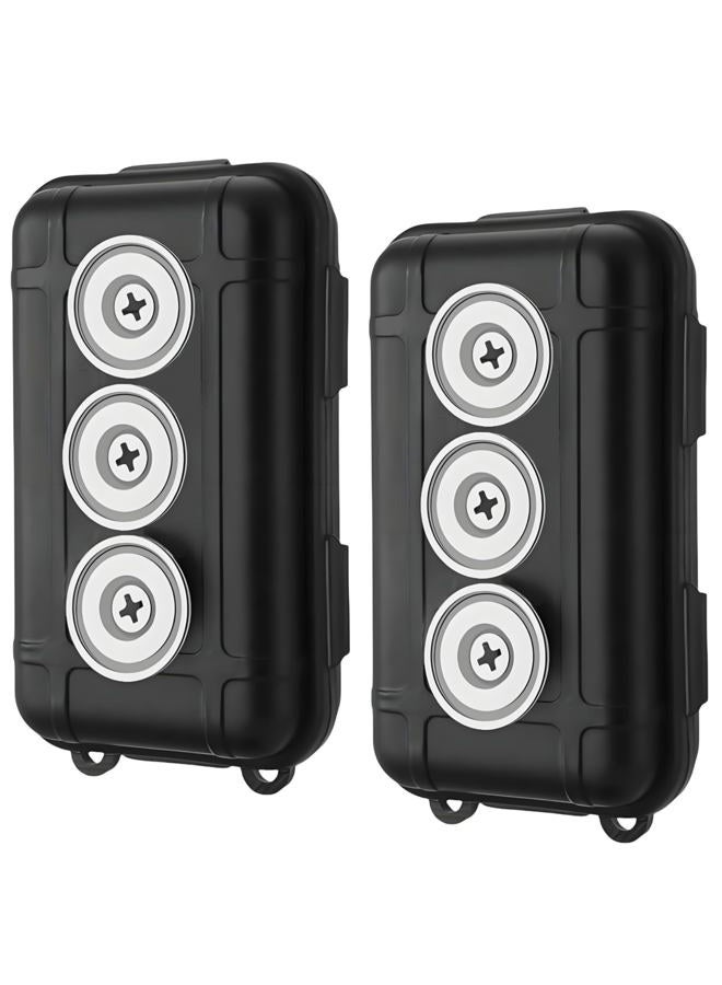Riomhorry 2 Pcs Magnetic Key Holders Under Car, Hide Key Magnetic Box for Storage Key Indoors, Outdoors, Waterproof Hider Key on The Bottom of Car - Image 1