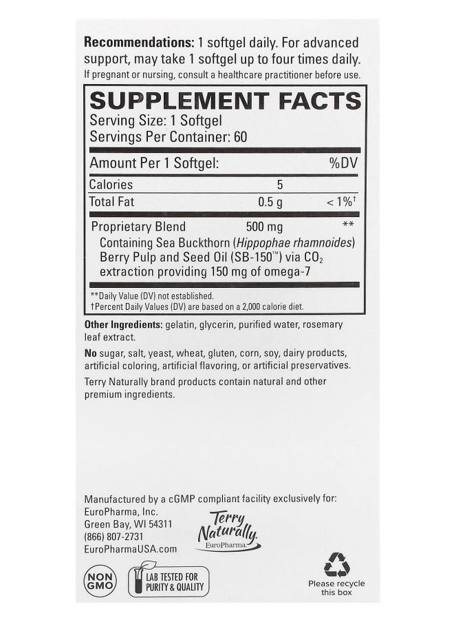 Terry Naturally Omega-7 60 Softgels - Image 2