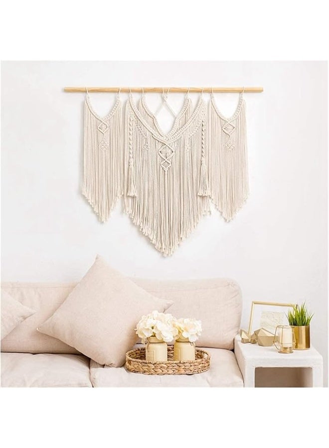 انتيكيانو بساط حائط مزخرف بنمط اجراس الرياح ديكور بوهو انيق منسوج فاخر للتعليق على الحائط للشقة-غرفة النوم-غرفة المعيشة-المعرض وديكور المنزل اللون: ابيض كريمي  80 × 100 سم - Image 3