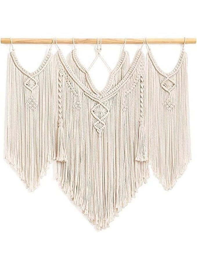 انتيكيانو بساط حائط مزخرف بنمط اجراس الرياح ديكور بوهو انيق منسوج فاخر للتعليق على الحائط للشقة-غرفة النوم-غرفة المعيشة-المعرض وديكور المنزل اللون: ابيض كريمي  80 × 100 سم - Image 1