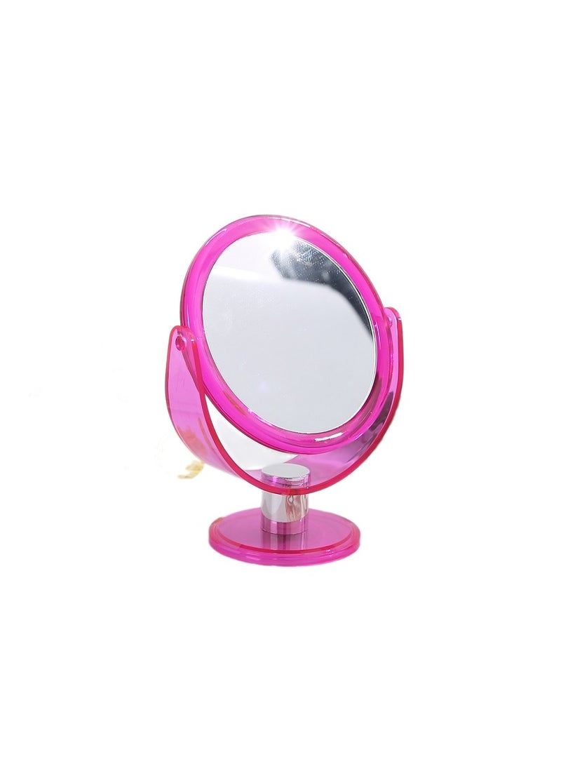 Professional Oval Mirrors with 360 Degree Rotation for Comfortable Everyday Experience Perfect View from All Directions for Home Use or on the Go - 1x & 10x Magnification - Clear Pink - Image 1