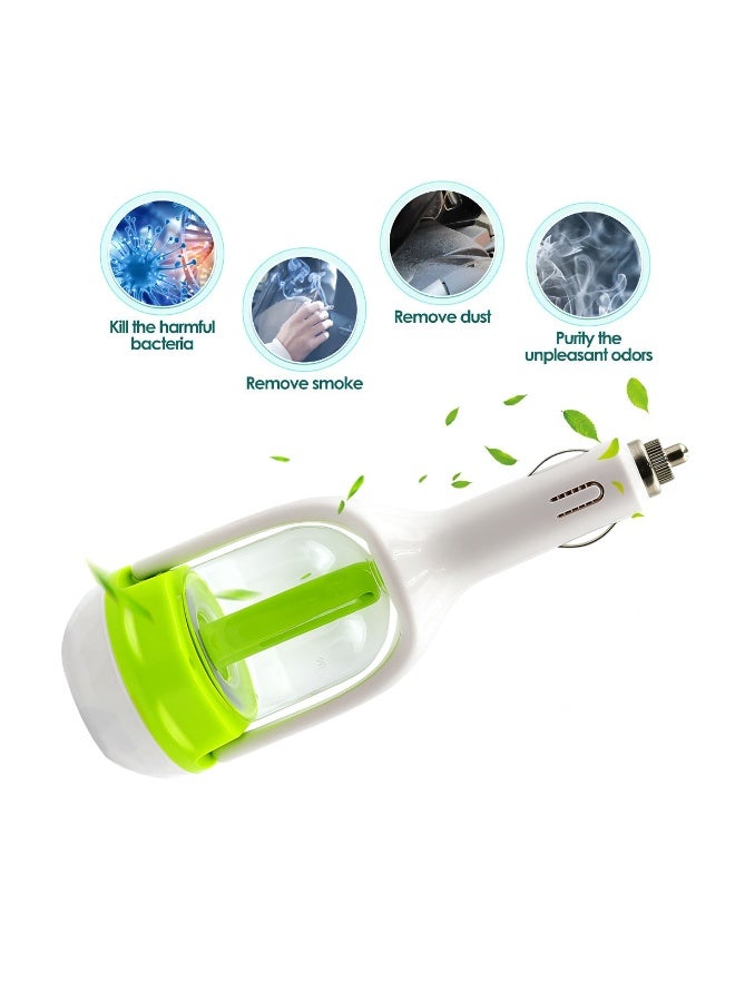 USB Car Aromatherapy Humidifier - 12V Essential Oil Diffuser with 50ML Water Tank, Continuous/Intermittent Mist Spray, Automatic Shut-off, Purification, Removes Odors & Dust, Quiet Operation, Compact White & Green Design, 57x56x164mm, Ideal for In-Car Use, Travel & Commuting. - Image 2