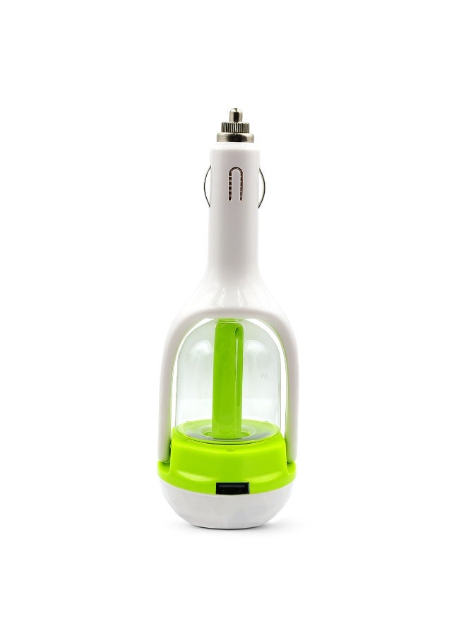 USB Car Aromatherapy Humidifier - 12V Essential Oil Diffuser with 50ML Water Tank, Continuous/Intermittent Mist Spray, Automatic Shut-off, Purification, Removes Odors & Dust, Quiet Operation, Compact White & Green Design, 57x56x164mm, Ideal for In-Car Use, Travel & Commuting. - Image 1