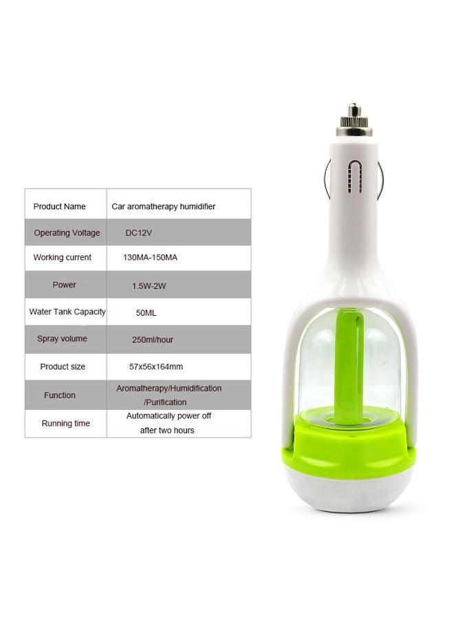 USB Car Aromatherapy Humidifier - 12V Essential Oil Diffuser with 50ML Water Tank, Continuous/Intermittent Mist Spray, Automatic Shut-off, Purification, Removes Odors & Dust, Quiet Operation, Compact White & Green Design, 57x56x164mm, Ideal for In-Car Use, Travel & Commuting. - Image 3