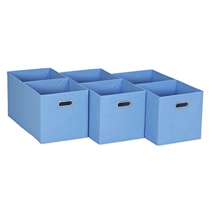 Household Essentials 6 ct Open Fabric Cube Storage Bins, Carolina Blue