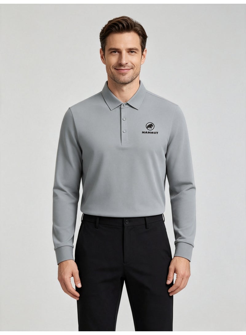 Mammut Men's casual lapel long sleeve Polo shirt - Image 3
