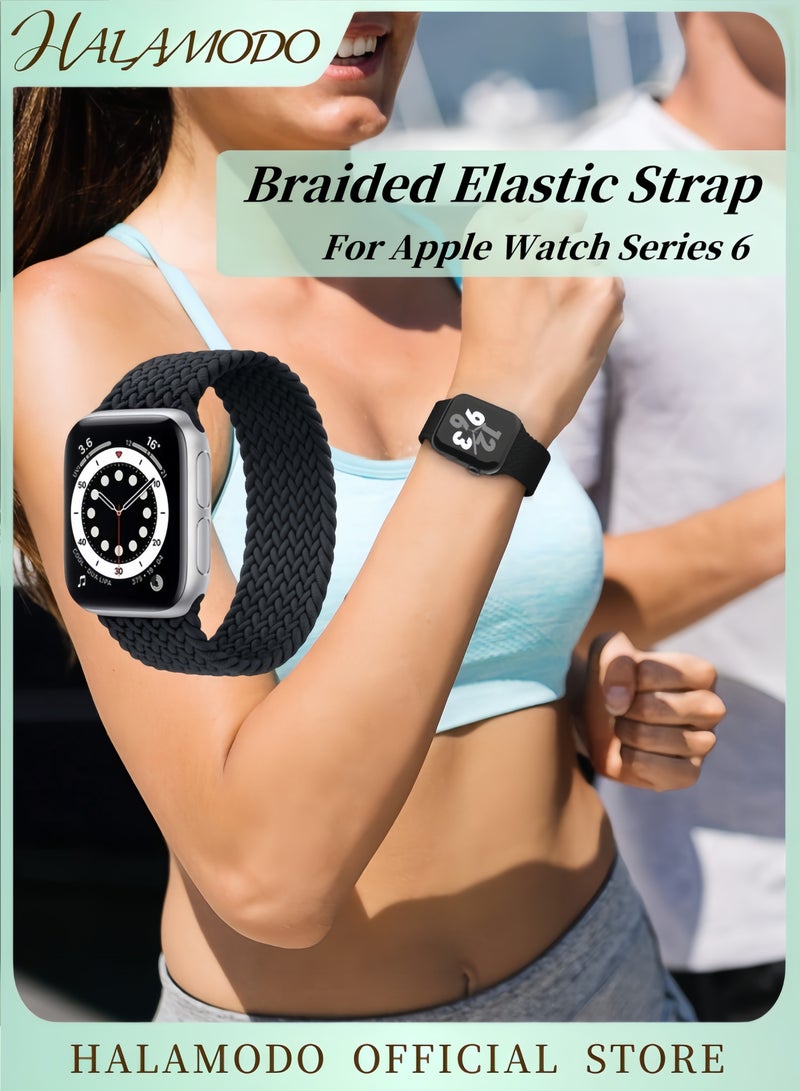 HALAMODO Adjustable Elastic Braided Straps Compatible for Apple Watch Series 6 Stretchy Solid Color Sport Watch Strap Fashion Replacement Strap for Men & Women - Image 1