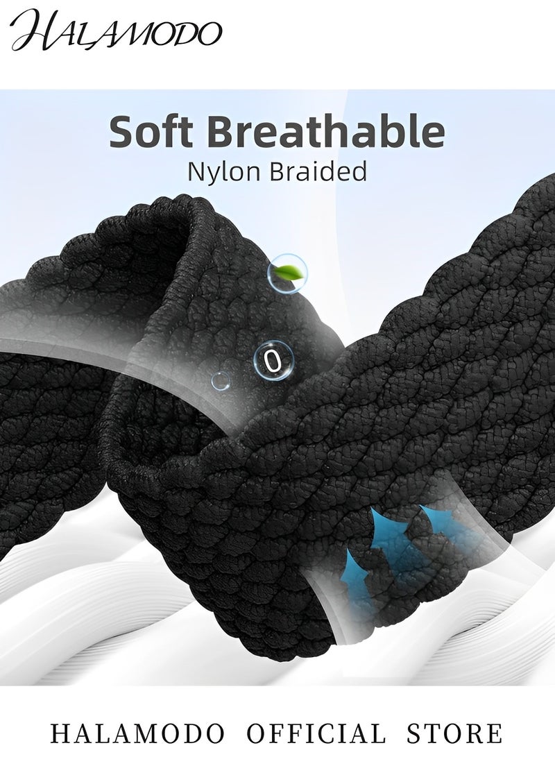 HALAMODO Adjustable Elastic Braided Straps Compatible for Apple Watch Series 6 Stretchy Solid Color Sport Watch Strap Fashion Replacement Strap for Men & Women - Image 4