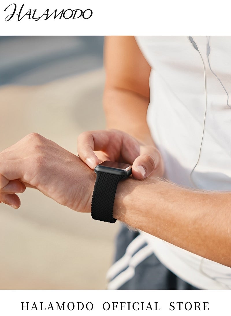 HALAMODO Adjustable Elastic Braided Straps Compatible for Apple Watch Series 6 Stretchy Solid Color Sport Watch Strap Fashion Replacement Strap for Men & Women - Image 5