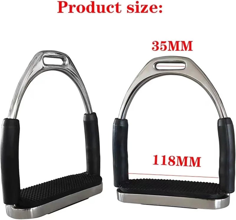 Western Stirrups 1 Pair Flexible Stainless Steel Horse Safety Stirrups, Rubber-Covered Hinged Legs - Image 2