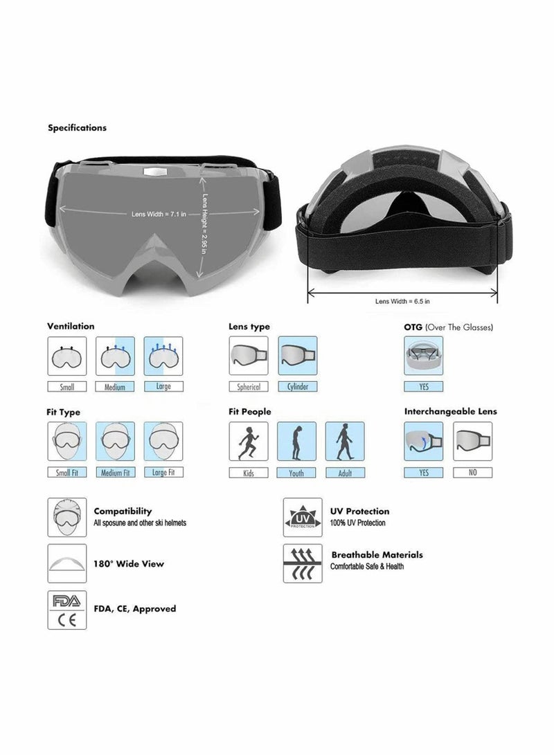 SYOSI Motorcycle Goggles, Dirt Bike Off Road Racing, Riding Goggle Anti-Scratch Dustproof Bendable, UV400 Eyewear Padded - Image 4