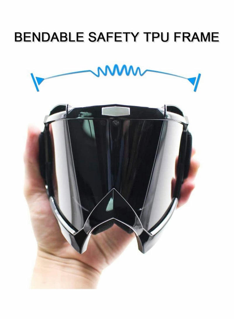 SYOSI Motorcycle Goggles, Dirt Bike Off Road Racing, Riding Goggle Anti-Scratch Dustproof Bendable, UV400 Eyewear Padded - Image 2