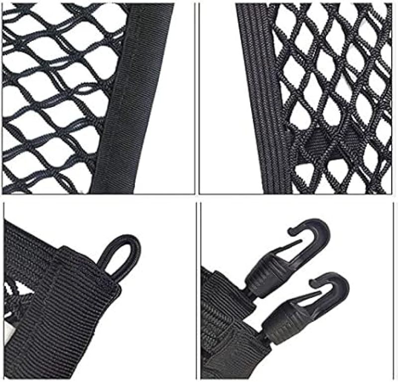 SUV Cargo Net: 90X30Cm Black Oxford Cloth - Double Layer Design For Max Elasticity High-Strength Plastic Hooks For Heavy Items For SUV Travel Storage Organization - Image 4