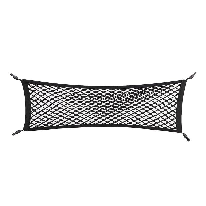 SUV Cargo Net: 90X30Cm Black Oxford Cloth - Double Layer Design For Max Elasticity High-Strength Plastic Hooks For Heavy Items For SUV Travel Storage Organization - Image 1