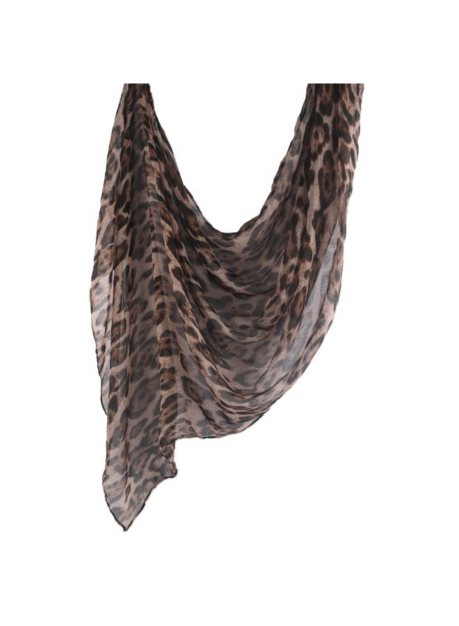 Travel Sun Protection Bali Print Classic Leopard Pattern Flat Women’s Bag Head Scarf Silk Scarf - Image 3