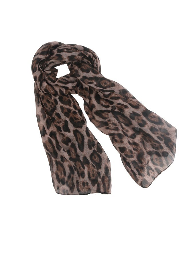 Travel Sun Protection Bali Print Classic Leopard Pattern Flat Women’s Bag Head Scarf Silk Scarf - Image 1