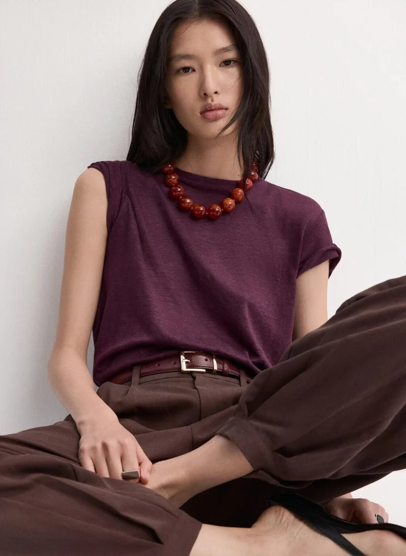 مانجو Short-sleeved linen t-shirt