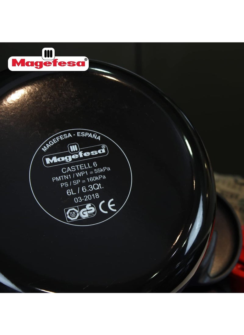 Magefesa 6Liters MAGEFESA Castell Pressure Cooker, Black - 6 Liters |Cookware Kitchen 6 litre PreesureCooker Black,Silver  - Image 5