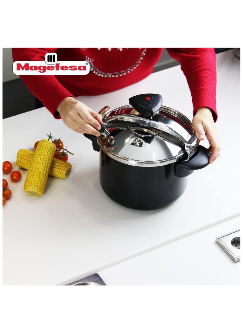 Magefesa 6Liters MAGEFESA Castell Pressure Cooker, Black - 6 Liters |Cookware Kitchen 6 litre PreesureCooker Black,Silver  - Image 4