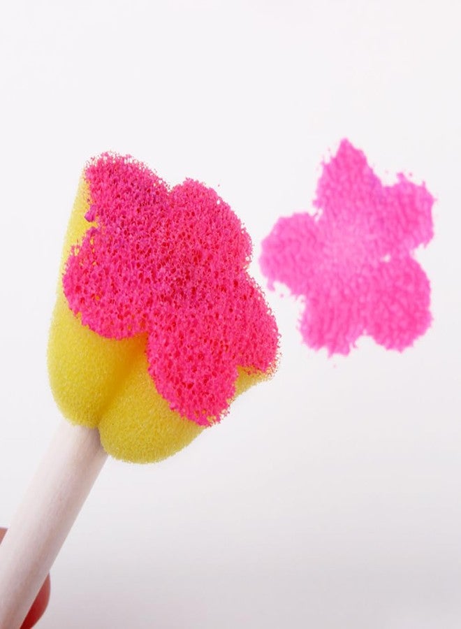 GSHLLO 10 Pcs Wooden Handle Foam Brush Round Flower Paint Sponge Brush DIY Sponge Stamps Card Making Drawing Tools for Craft Scrapbooking - Image 4