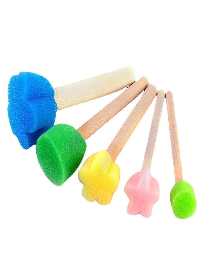 GSHLLO 10 Pcs Wooden Handle Foam Brush Round Flower Paint Sponge Brush DIY Sponge Stamps Card Making Drawing Tools for Craft Scrapbooking - Image 1