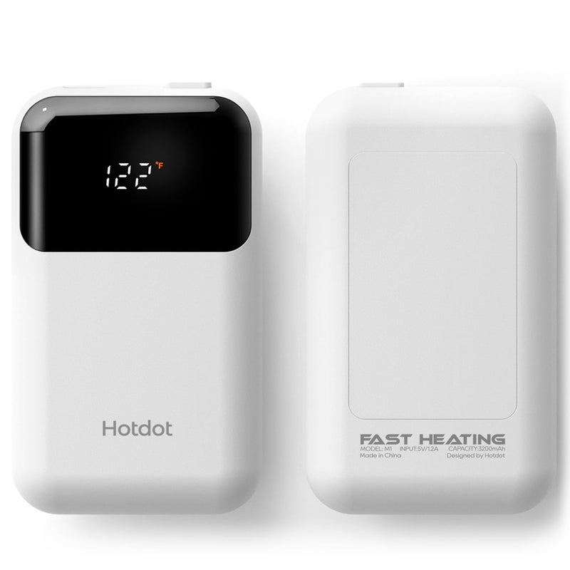 Hotdot Hand Warmers Rechargeable 2-Pack  6400Mah Electric Hand Warmers With Led Battery And Temperature Display  4 Heating Levels Portable Pocket Heater For Men  Women  Hunting White - Image 1