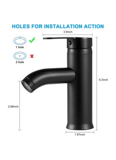 YOMYM Wash Basin Mixer Faucet,Bathroom Basin Faucet,Water Mixer Kitchen Hot and Cold Water, Single Tap for Sink, Bathroom Sink Faucets with Included Hoses (Short)  - Image 2