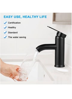 YOMYM Wash Basin Mixer Faucet,Bathroom Basin Faucet,Water Mixer Kitchen Hot and Cold Water, Single Tap for Sink, Bathroom Sink Faucets with Included Hoses (Short)  - Image 4